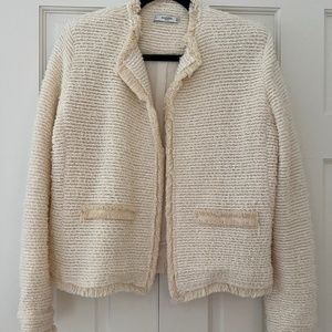 Mango soft woven tweed fabric jacket with Chanel vibe